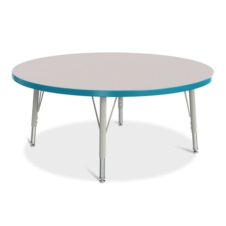 Jonti-Craft Berries Round Activity Table, 42 in. Diameter, E-height, Freckled Gray/Teal/Gray 6468JCE005